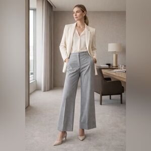 ZARA Light Gray Wide-Leg Tailored Pants Size XS Modern Chic Office Trousers Boho